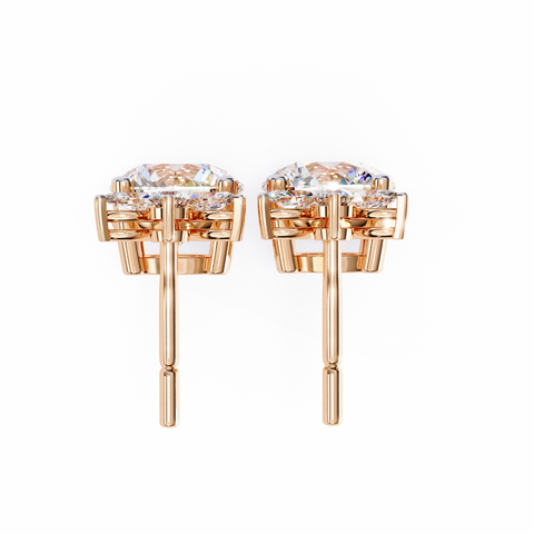 Marquise 14k Gold Diamond Earring Rose Gold