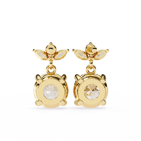 Marquise 14k Gold Diamond Earring Yellow Gold