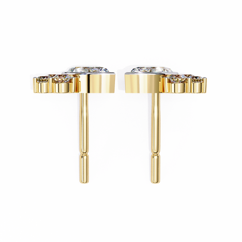 Round Premium White Diamond Earring Yellow Gold