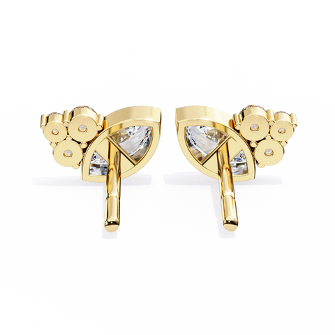 Round Premium White Diamond Earring Yellow Gold