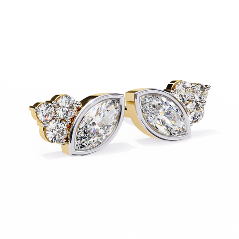 Round Premium White Diamond Earring Yellow Gold