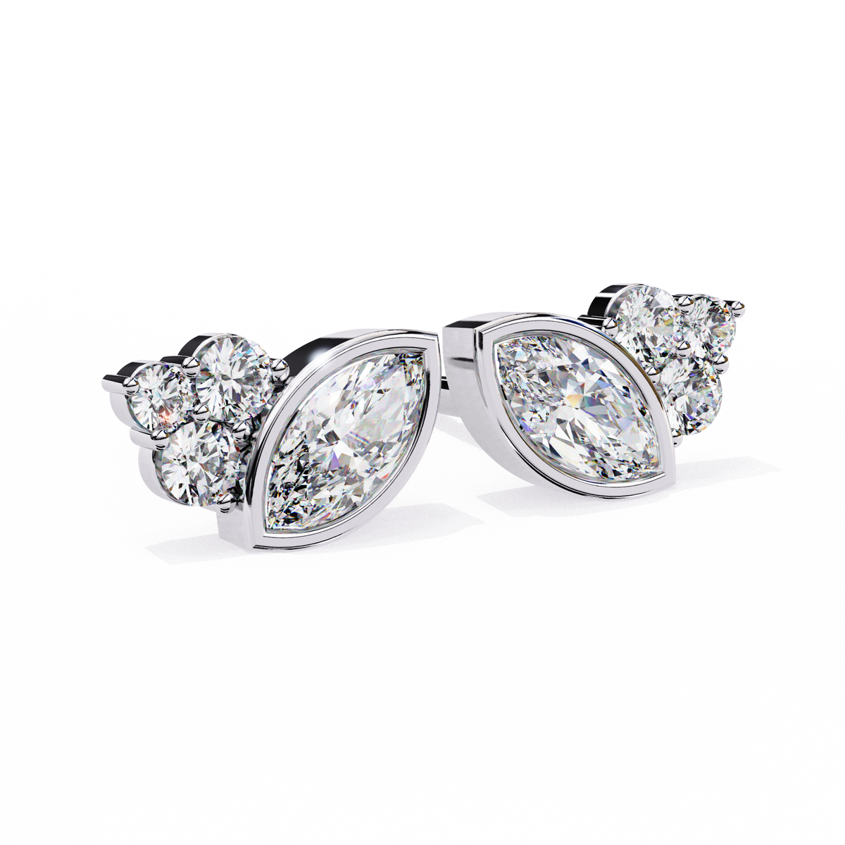 Round Premium White Diamond Earring White Gold