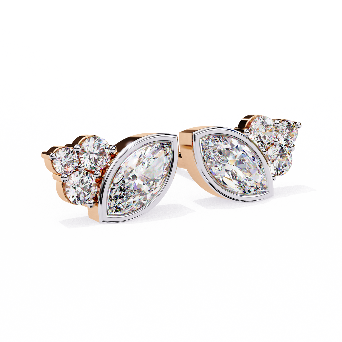 Round Premium White Diamond Earring Rose Gold