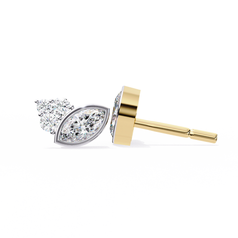 Round Premium White Diamond Earring Yellow Gold