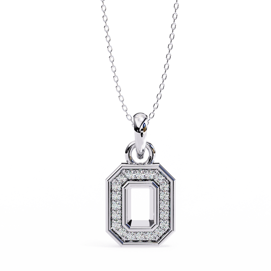 Octagon Diamond Pendant White Gold