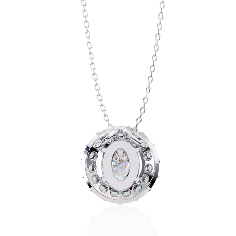 Oval JHalo Pendant White Gold