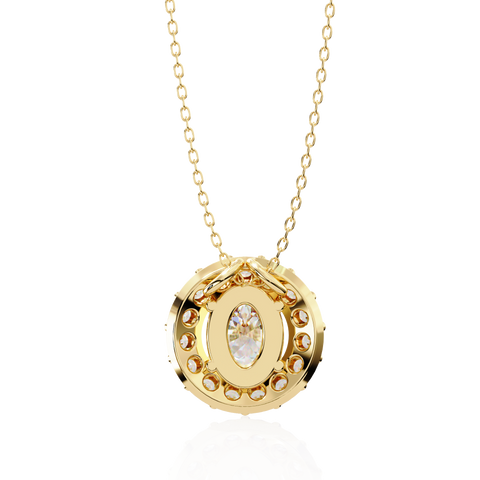 Oval JHalo Pendant Yellow Gold