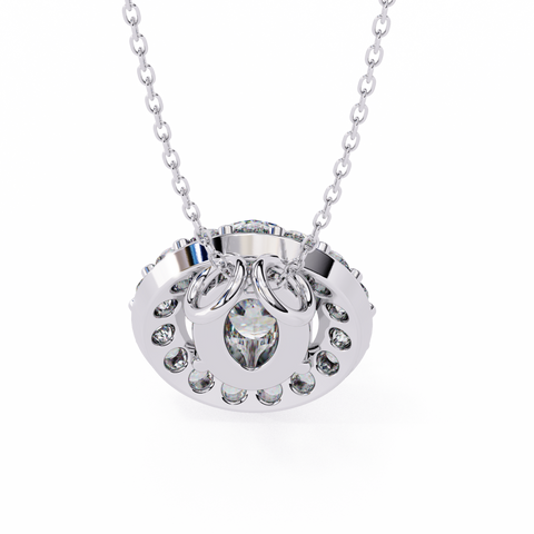 Oval JHalo Pendant White Gold