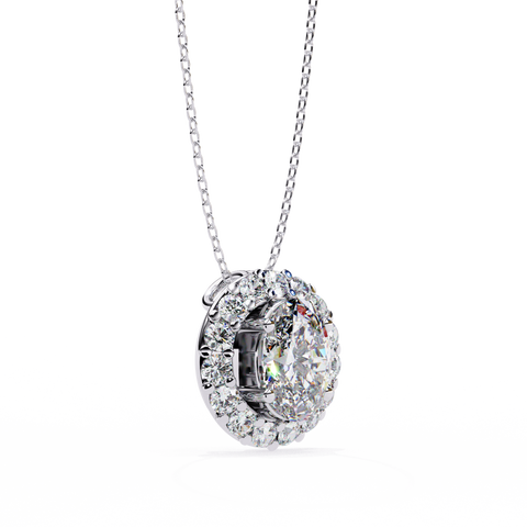 Oval JHalo Pendant White Gold