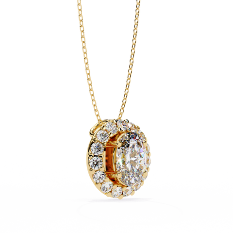 Oval JHalo Pendant Yellow Gold