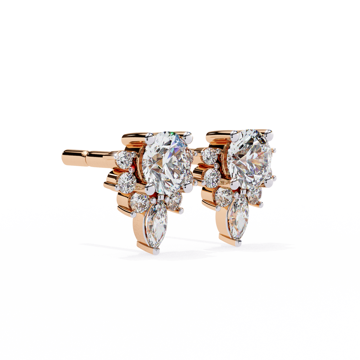 Marquise 0.68ct 14k Gold Diamond Earring Rose Gold