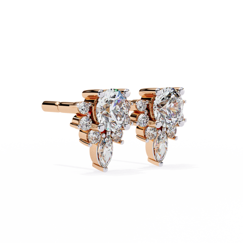 Marquise 0.68ct 14k Gold Diamond Earring Rose Gold