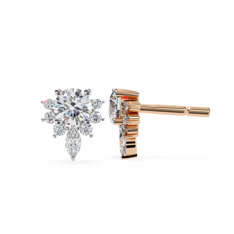 Marquise 0.68ct 14k Gold Diamond Earring Rose Gold