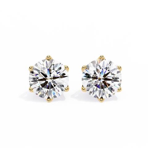 Lab Grown Diamond Stud Earring For Women Yellow Gold