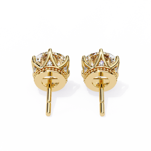 Lab Grown Diamond Stud Earring For Women Yellow Gold