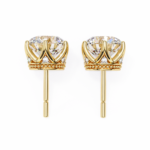 Lab Grown Diamond Stud Earring For Women Yellow Gold