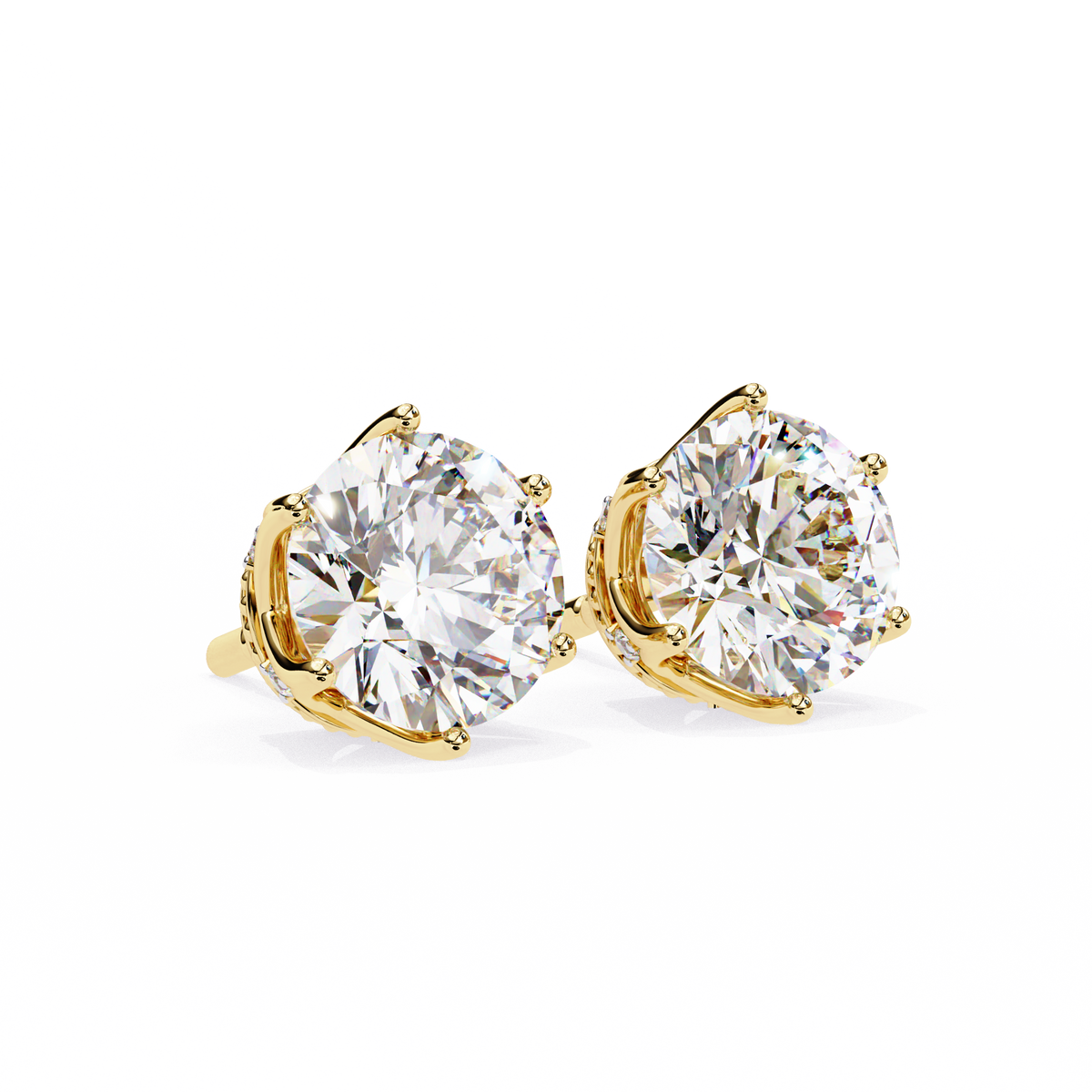 Lab Grown Diamond Stud Earring For Women Yellow Gold