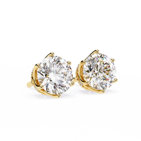 Lab Grown Diamond Stud Earring For Women Yellow Gold