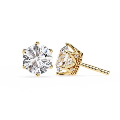 Lab Grown Diamond Stud Earring For Women Yellow Gold