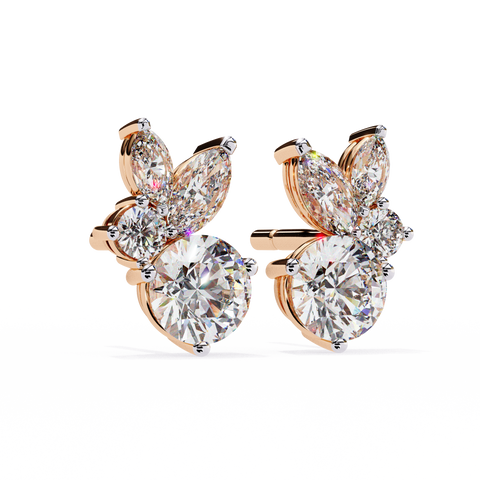 Premium shape White Diamond Earring Rose Gold