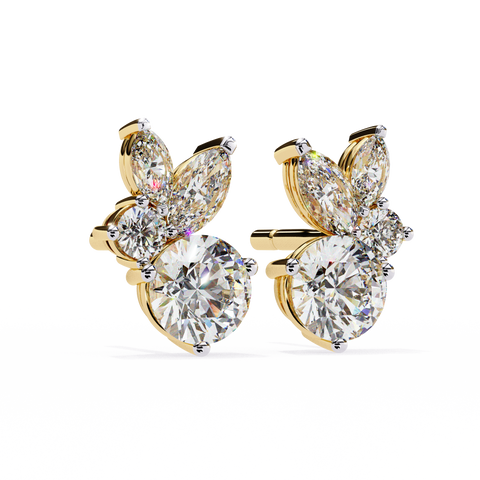 Premium shape White Diamond Earring Yellow Gold