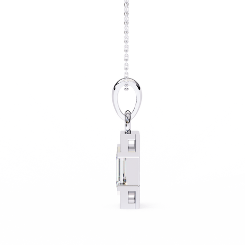 Emerald Bar Solitaire Pendant White Gold
