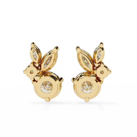 Premium shape White Diamond Earring Yellow Gold