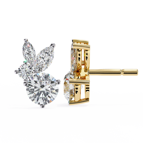 Premium shape White Diamond Earring Yellow Gold