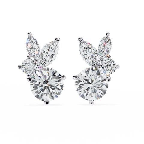 Premium shape White Diamond Earring Yellow Gold