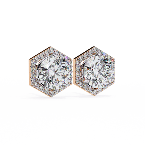 Round Star 2.1ct Diamond Earring Rose Gold