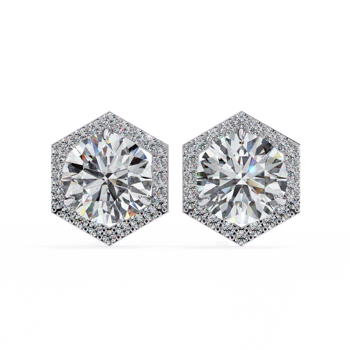 Round Star 2.1ct Diamond Earring White Gold