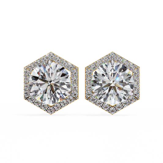 Round Star 2.1ct Diamond Earring Yellow Gold