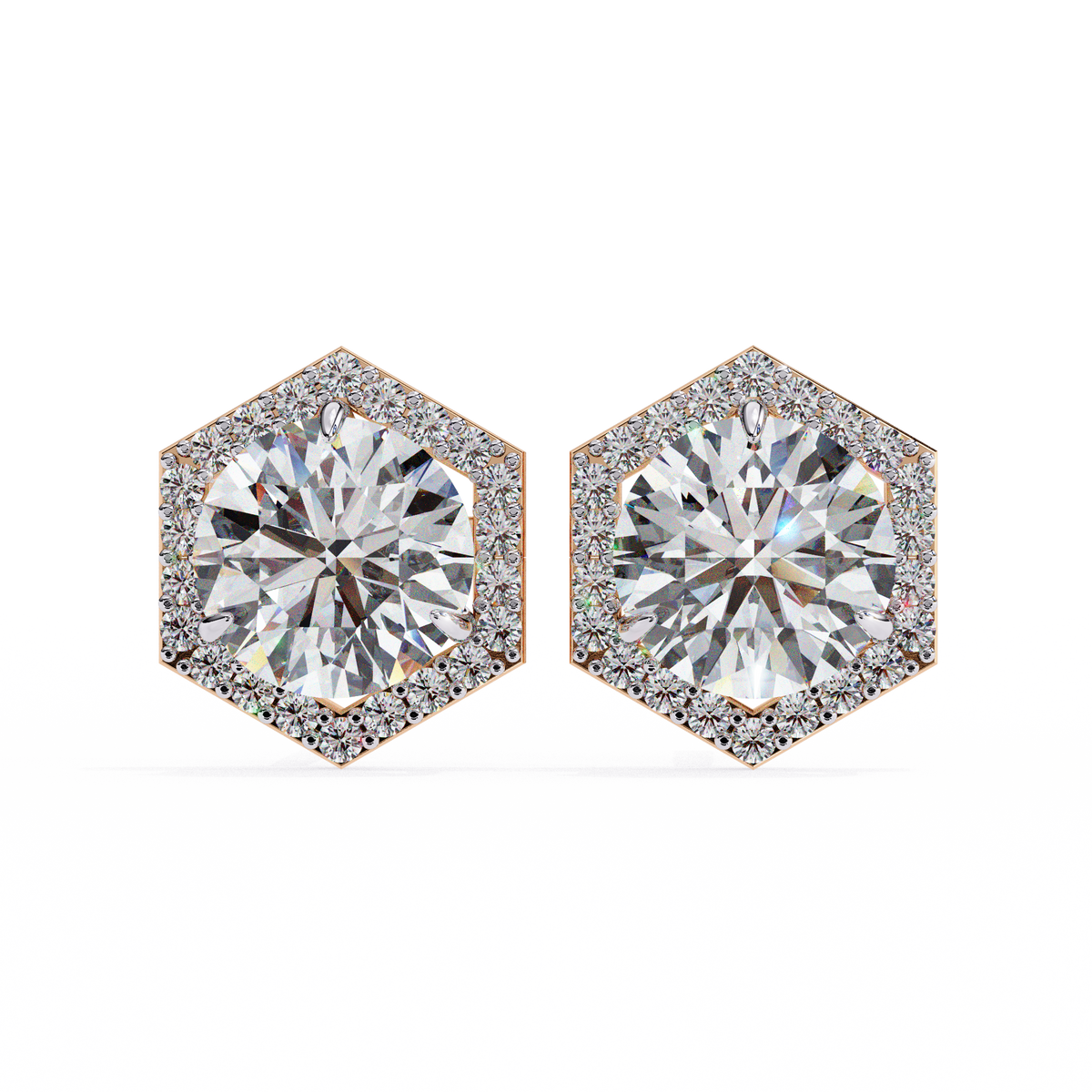 Round Star 2.1ct Diamond Earring Rose Gold