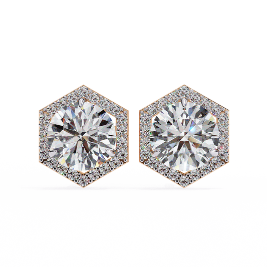 Round Star 2.1ct Diamond Earring Rose Gold