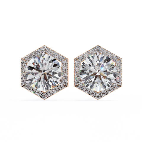 Round Star 2.1ct Diamond Earring Rose Gold