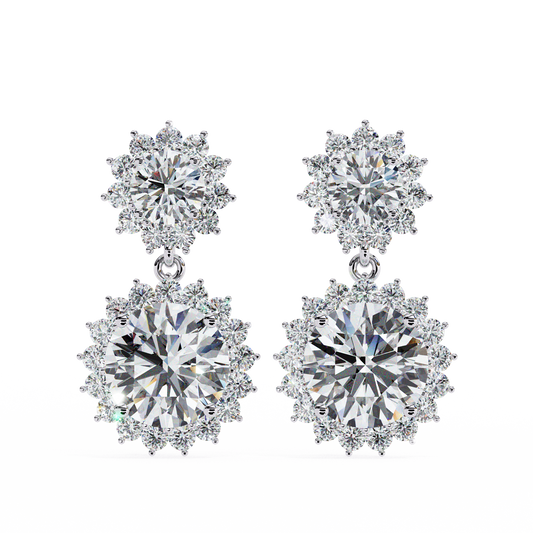 Smowflake Round White Diamond Earring White Gold
