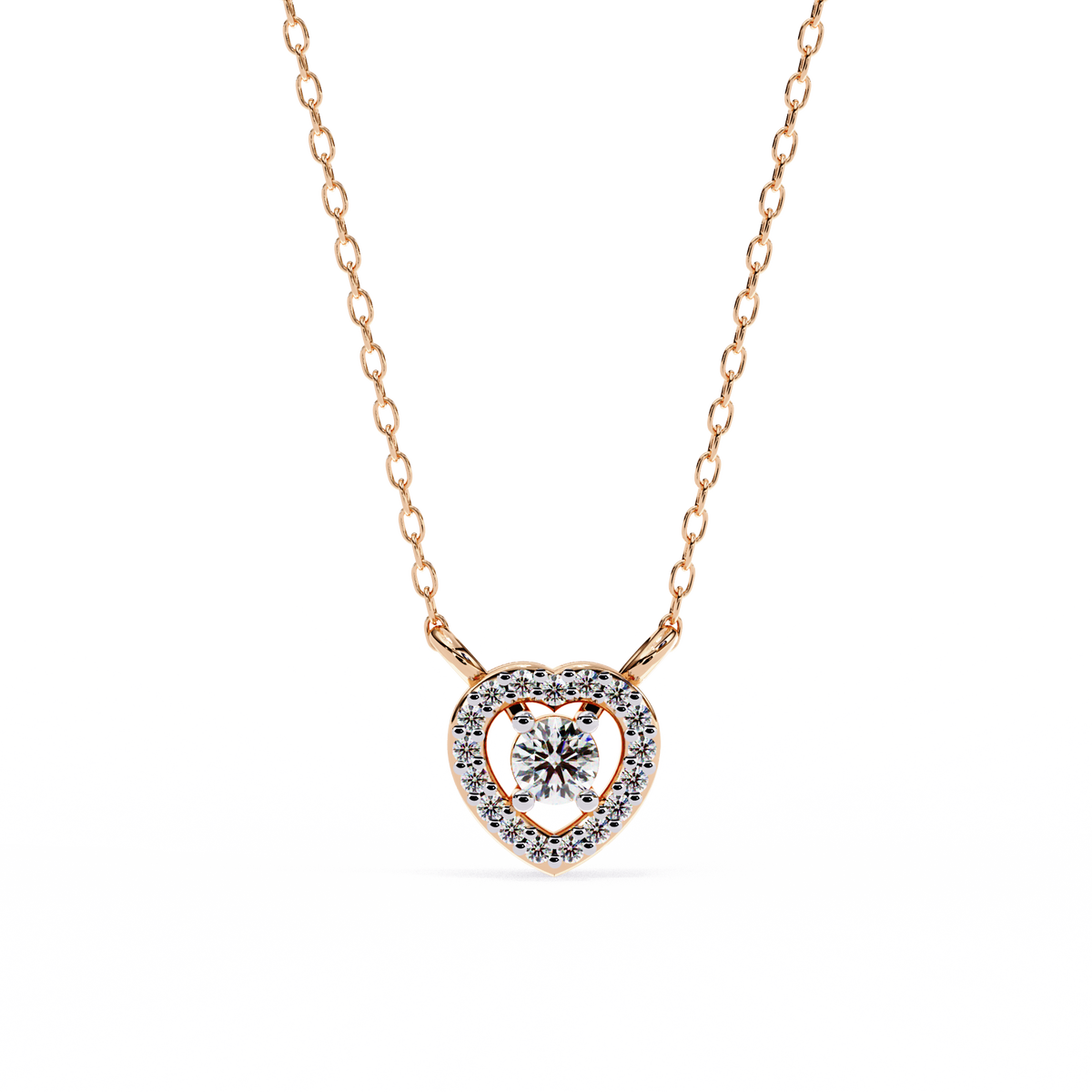 Heart Shape Diamond Pendant Rose Gold