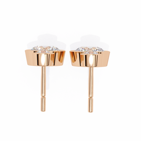 Bezel Round Lab Grown Diamond Earring Rose Gold