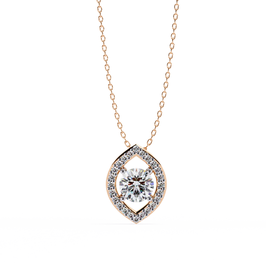 Diamond Halo Pendant Rose Gold