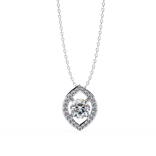 Diamond Halo Pendant White Gold