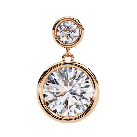 Bezel Round Lab Grown Diamond Earring Rose Gold