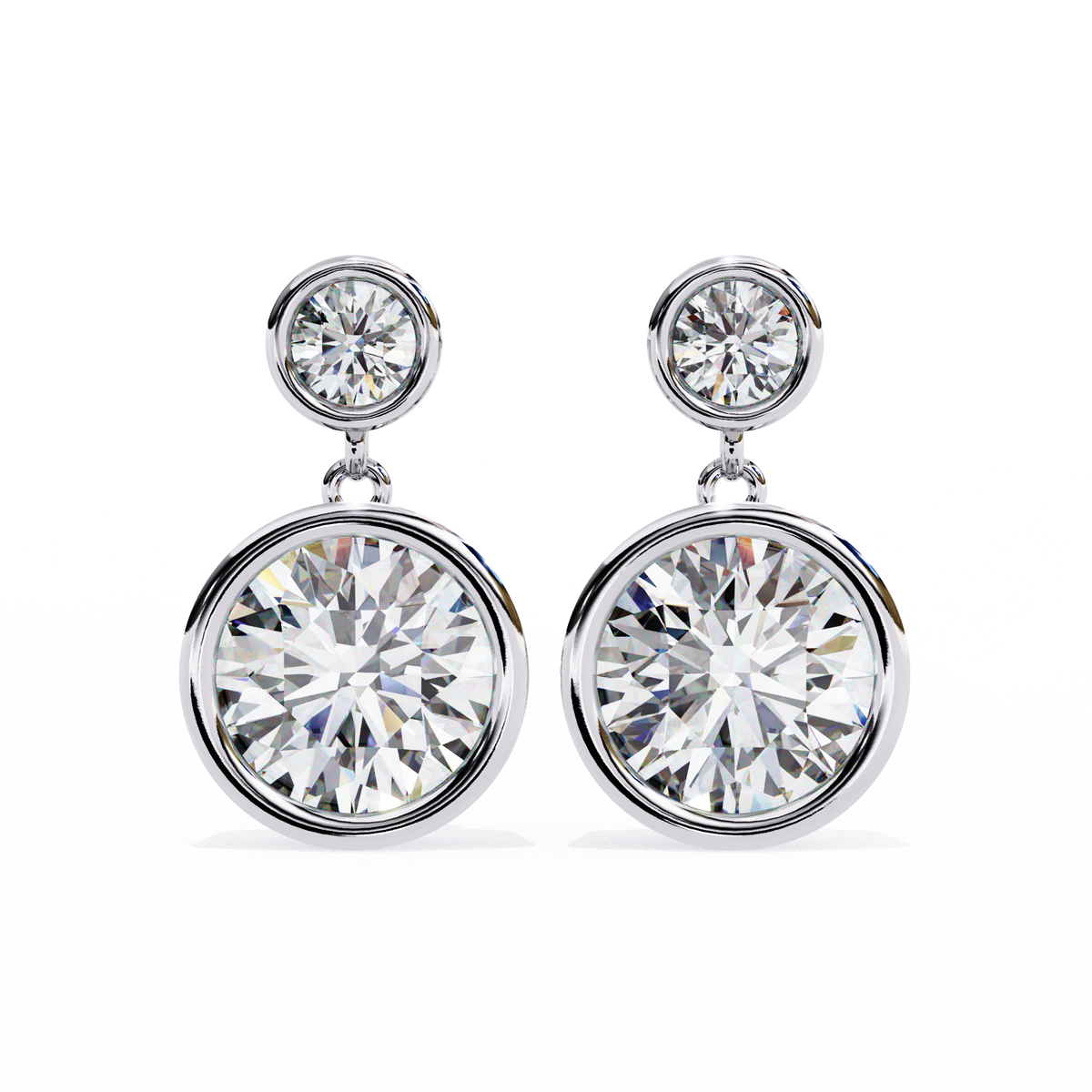 Two-Stone Bezel Set Drop Earrings