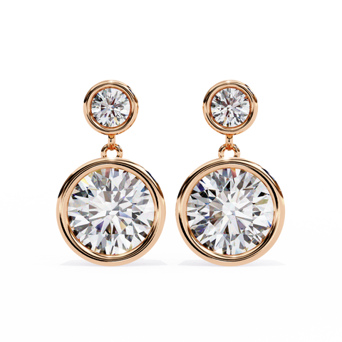 Bezel Round Lab Grown Diamond Earring Rose Gold