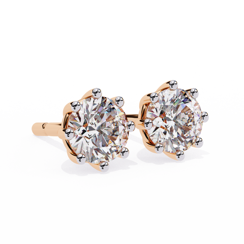 2.57ct Round Diamond 14k Earrings Rose Gold