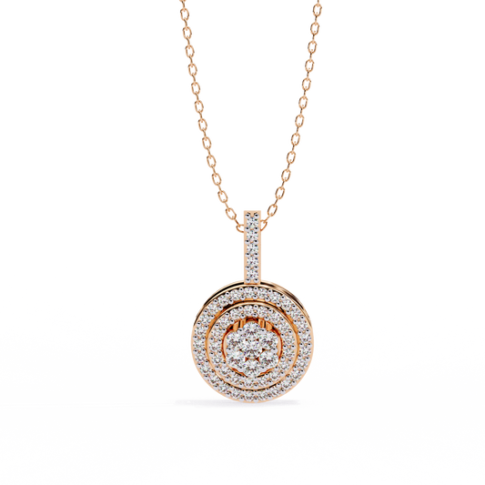 Round Cut 14k Gold Diamond Pendant Rose Gold