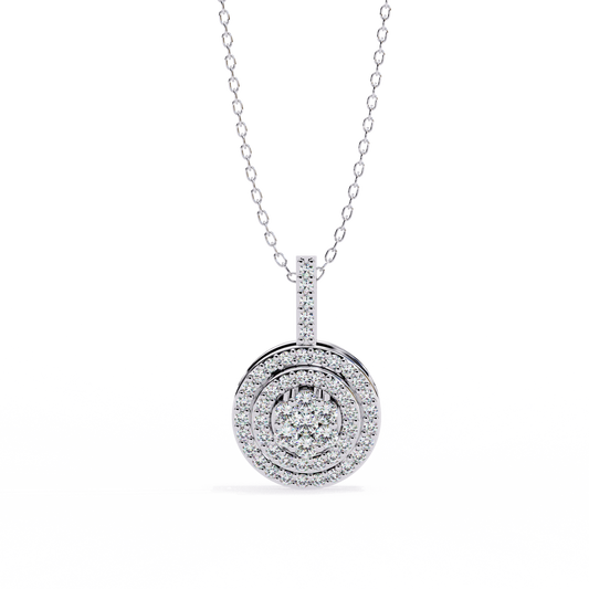 Round Cut 14k Gold Diamond Pendant White Gold