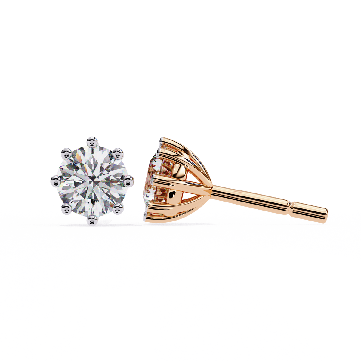 2.57ct Round Diamond 14k Earrings Rose Gold