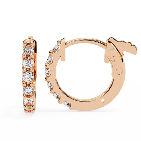 Round stone 14k Gold Diamond Earring  Rose Gold