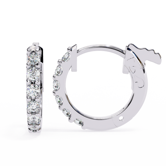 Round stone 14k Gold Diamond Earring  White Gold