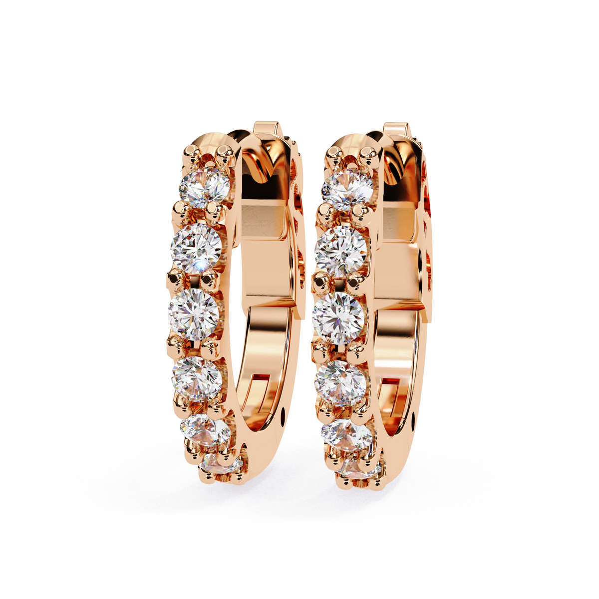 Round stone 14k Gold Diamond Earring  Rose Gold